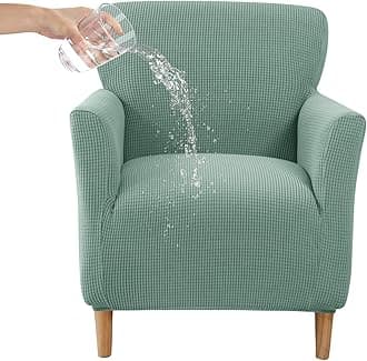 CRFATOP Stretch Mid Century Modern Armchair Slipcover 1-Piece Jacquard Accent Chair Covers with Arms Soft Waterproof Chair Slipcovers for Living Room Furniture Protector Office Reception Reading,02