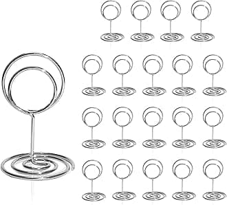 HomWannaTable Number Holders 20Pcs - 2 Inch Mini Place Card Holder Short Table Number Stands for Wedding Party Graduation Reception Restaurant Home Centerpiece Decorations Office Memo (Silver)