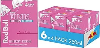 Red Bull Pink Edition Sugarfree Forest Fruits Energy Drink 250ml 4 Pack (Pack of 6)