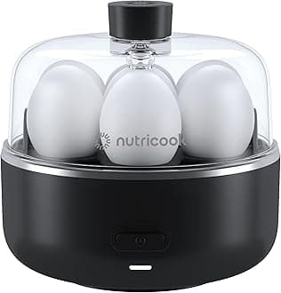 Nutricook Egg Cooker, 7 Eggs Capacity,Egg Cooker for Boiled, Poached, Scrambled Eggs & Omelettes, Buzzer Indicator, Precision Cooking, Includes accessories, EC207ME-K,Black, 2-Year Limited Warranty