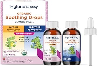 Hyland's Baby Organic Daytime and Nighttime Soothing Drops Combo Pack, Drops for Oral Discomfort, 2 oz.