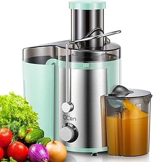 Juicer Machine, 800W Centrifugal Juicer Extractor with Wide Mouth 3” Feed Chute for Fruit Vegetable, Easy to Clean, Stainless Steel, BPA-free (Aqua)
