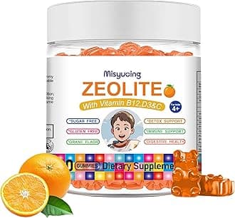Zeolite for Kids&Adults Supports Cell Restoration,Natural Body Cleanse,Support Digestive Health,Immune System,Improves Focus,Vitamin B12, D3&C, Sugar-Free (60 Count, Orange)