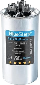 BlueStars 35+7.5 uf/MFD 370-440V AC Dual Run Capacitor CBB65B – Replacement for AC Motor, Fan Start, and Heat Pump Air Conditioners – Replaces TRCFD3575, Z97F9830