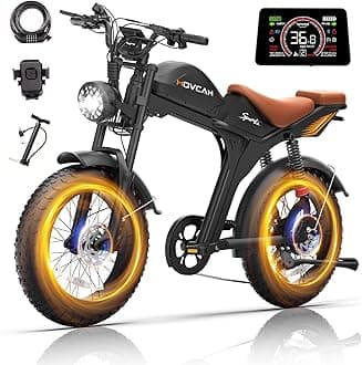 Movcan V70 Electric Dirt Bike for Adults,2000W Motor Peak 2500W Up to 35MPH,52V 23.4Ah Removable Battery,20” Fat Tire Ebike,7 Speed Dual Hydraulic Brake Electric Motorcycle Bikes