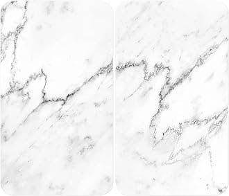 WENKO Set of 2, 30 x 52 cm "Marble" Protective Hob for Induction Hob, Glass Hob, Ceramic, Tempered Glass