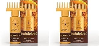 Indulekha Bringha Ayurvedic Hair Oil 100 ml|| Hair Fall Control and Hair Growth with Bringharaj & Coconut Oil - Comb Applicator Bottle for Men & Women (Pack of 2)
