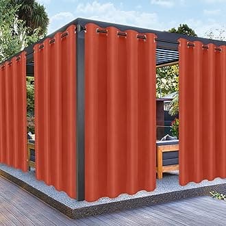 PureFit Outdoor Curtains for Patio Waterproof Weatherproof, UV Resistant Outside Curtains for Gazebo, Front Porch, Pergola, Sun Blocking Privacy Curtain, 52W x 84L inch, 1 Panel, Red Clay