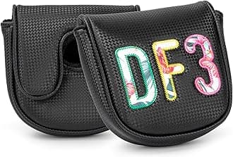 Golf Putter Covers DF3 Mallet Putter Headcover Magnetic Closure Putter Covers Leather Mallet Putter Covers for DF3 Putter, Black