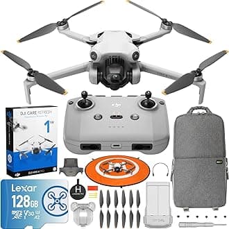 DJIMini 4 Pro Folding Drone with RC-N2 Remote (No Screen) 4K HDR Video, Under 249g, 34 Mins Flight Time, Omnidirectional Vision Sensing Bundle with 1 Year DJI Care Refresh Plan & Accessories