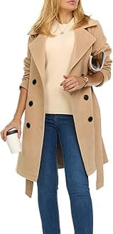 Steve Madden Trench Coat for Women – (XS-3X) Double-Breasted Long Winter Faux Wool Coat, Trendy Plus Size Trench Coat