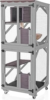 Cat Catio Outdoor House Movable Enclosures On Exercise Wheels Cage With Upgraded Resting Box,Waterproof Cover