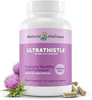 Natural Wellness Herbal Liver Cleanse & Detox Milk Thistle Formula - UltraThistle® Pure Silybin Phytosome and Phosphatidylcholine Patented Formula (No Soy) - 1080mg - 30 Day Supply