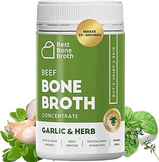 Bone Broth Premium Beef Bone Broth Concentrate Italian Herb Flavour - 100% Sourced from AU Grass-Fed, Pasture-Raised Cattle - Bone Broth Collagen