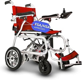 Culver Artemis Pro Lightweight Foldable Electric Wheelchairs for Seniors - 2x250W Motor Power Wheelchair - Travel/User Friendly Electric Wheelchairs for Seniors, Long Range Electric Wheelchair, Red