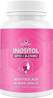 Myo-Inositol & D-Chiro Capsules with Folic Acid for PCOS | Prenatal Fertility Supplements for Women | Vitamin B8 | Improves Hormonal Balance & Supports Ovarian Function | 40 to 1