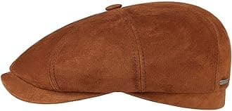Stetson Hatteras Goat Suede Leather Flat Cap Men - Flat Cap Handmade in Germany - Men’s Cap Made of Genuine Leather (Goatskin) - Flat Cap with Satin Lining - Summer/Winter Peaked Cap