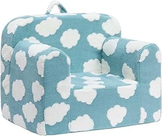 ALIMORDEN Kids Ultra-Soft Snuggle Foam Filled Chair, Toddler Cuddly Reading Couch, Blue