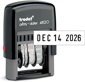 Trodat Economy Self-Inking Date Stamp, Stamp Impression Size: 3/8 x 1-1/4 Inches, Black (E4820)