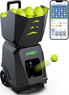 ADIBO Tennis Ball Machine, Internal Oscillation, Authentic Programming, Dual Motors with Topspin & Backspin, 160+ Balls, 6-Hour Non-Stop Runtime, Stable Voltage Contro