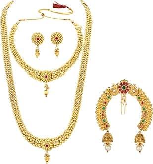 Traditional Gold Plated Maharani Haar Bridal Jewellery Set Gift for Women