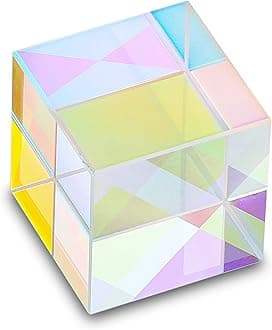 HDCRYSTALGIFTS 25mm Optical Glass X-Cube Prism RGB Dispersion Prism Physics and Decoration Light Spectrum Educational Model Photography Props