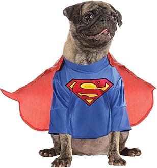 Rubie's DC Comics Superman with Arms Pet Costume - Dog - Blue and Red - S (Neck: 12 inches, Chest: 86 cm) - Polyester/100% - Detachable Cape - Superman Symbol - All Seasons - Hand Wash Only