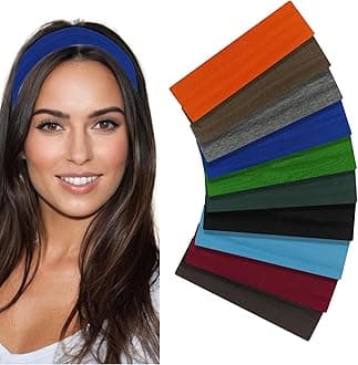 Styla Hair 10 Pack Sports Headbands - Stretchy Cotton Yoga Head Band