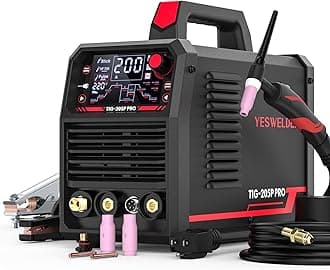 205A Tig Welder with Pulse Large LED Display, Stick/DC TIG/Pulse TIG 3 in 1, 110&220V Dual Voltage TIG Welding Machine TIG-205P