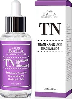 Cos De BAHA Tranexamic Acid 5% Serum with Niacinamide 5% for Face/Neck - Helps to Reduce the Look of Hyper-Pigmentation, Discoloration, Dark Spots, Remover Melasma, 2 Fl Oz