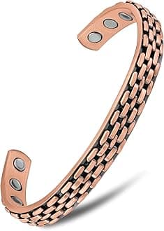 MagnetRXCopper Magnetic Bracelets – Effective Pure Copper Bracelet for Men and Women – Copper Cuff Adjustable Magnetic Bracelet Bangles (Link Chain Inlay)