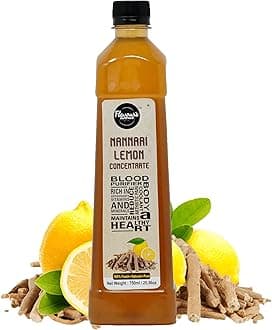 Nannari Lemon Juice Concentrate, 100% Natural, 750ml Makes 10-15 Drinks, Concentrate for Iced-teas/Hot Tea/Cocktails/Mocktails