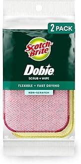 Dobie Scrub & Wipe Cloths, Sponge Cloths for Cleaning Kitchen, Bathroom, and Household, Dobie Scrub and Wipe Cloth Absorbs and Doesn't Scratch, 2 Cleaning Cloths