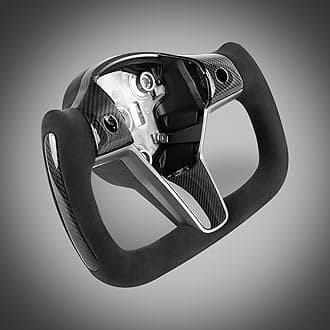 ZIMABLUE Yoke Steering Wheel for Model 3/Y-2017-2023 Real Carbon Fiber Steering Wheel with Heating Function Compatible with Tesla Model 3 Y