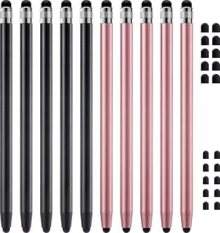 Stylus Pen for Touchscreen, 10pcs High Sensitivity and Precision Stylus Pen for iPad iPhone Android Compatible and All Touch Screens (Black/Rose Gold)
