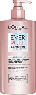 L'OREAL PARIS Bond Repair Sulfate Free Shampoo for Damaged Hair, Strengthening Hair Care with Citric Acid, Repairs Weak Hair Bonds, EverPure, 23 Fl Oz