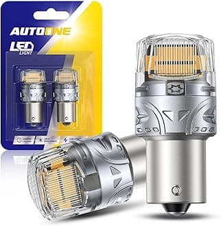 AUTOONE Upgraded 1156 LED Bulb Amber, Super Bright 7506 1003 1141 BA15S P21W LED Replacement with Projector for Front Rear Turn Signal Bulb DRL Marker Blinker Parking Running Lights, Pack of 2
