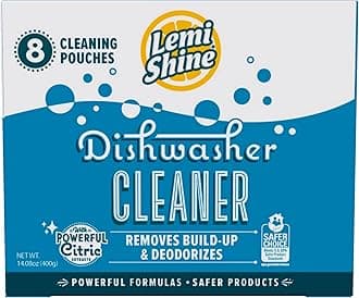 Natural Dishwasher Cleaner - Hard Water Citric Acid Cleaning Powder - Lemon Scented Eco-Friendly Dishwasher Cleaner & Deodorizer - 14.08 oz (8 Pack)