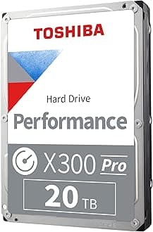 Toshiba X300 PRO 20TB High Workload Performance for Creative Professionals 3.5-Inch Internal Hard Drive – Up to 300 TB/Year Workload Rate CMR SATA 6 Gb/s 7200 RPM 512 MB Cache - HDWR62AXZSTB