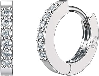SWEETV 925 Sterling Silver Huggie Hoop Earrings for Women Girls-Tiny Small Cartilage Hoop Earring