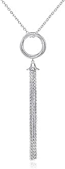 S925 Sterling Silver Long Necklace Tassel Fringe Sweater Pendant for Women Knot Fashion Jewelry
