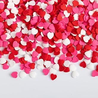 Edible Heart Sprinkles for Cake Decorating,130g,Edible Red Pink White Heart Shapes Sprinkle Mix,Sugar Sprinkles for Decorations Baking,Cake Ice Cream Cookie Cupcake Chocolate Topper,Birthday Wedding Valentines Party Supplie