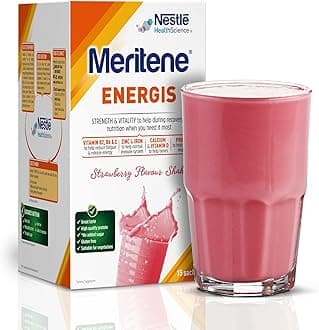Energis Strawberry Protein Shake | 30g Powder Sachets, Pack of 15 | Nutritional Support Mix with Proteins and Minerals | With Vitamin D, B & K