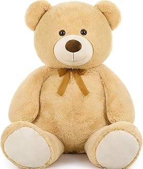 Tezituor Giant Teddy Bear Stuffed Animal 51in, Big Stuffed Bear Plush for Baby Shower, Huggable Large Teddy Bear Gift for Kids, Girlfriend on Birthday, Valentine, Christmas（Tan）