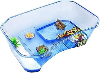 RYPET Turtle Tank Aquarium - Reptile Habitat, Turtle Habitat, Reptile Aquarium Tank for Crayfish Crab (Excluding Accessories) Blue