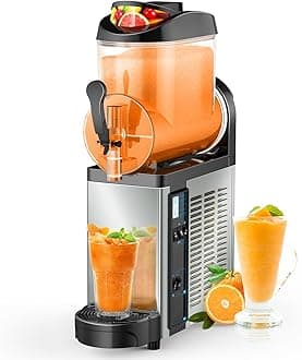 12L Commercial Slush Machine - Stainless Steel Slushie Maker Frozen Drink Machine Commerical for Smoothies, Margaritas, Cocktails, Juices & Alcohol Beverages - Ideal for Bars, Cafés & Restaurants