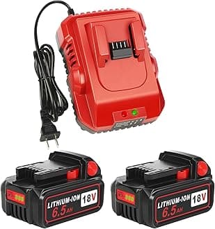 2Pack 18V 6.5Ah Batteries Replacement for Milwaukee M-18 Battery and 1 Charger Set