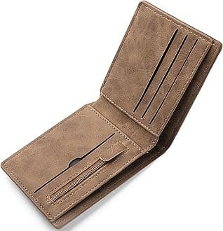 1 PCS Leather Wallets Mens Slim Wallet with Card Holder Banknote Compartments and Coin Pocket Brown Wallets for Work Business or Travel Minimalist Purses for Men UK (Brown)