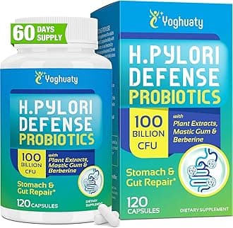 H. Pylori Defense Probiotics 100 Billion CFU - Lactobacillus Reuteri, Mastic Gum, Berberine, Zinc Carnosine, Green Tea, for Digestive & Gut Health, Stomach Comfort, Vegan, 120 Capsules