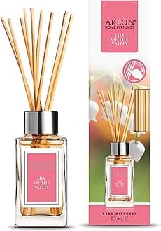 Areon Home Luxury Perfume Reed Diffuser + 10 Rattan Reeds, Lily of The Valley 85 ml